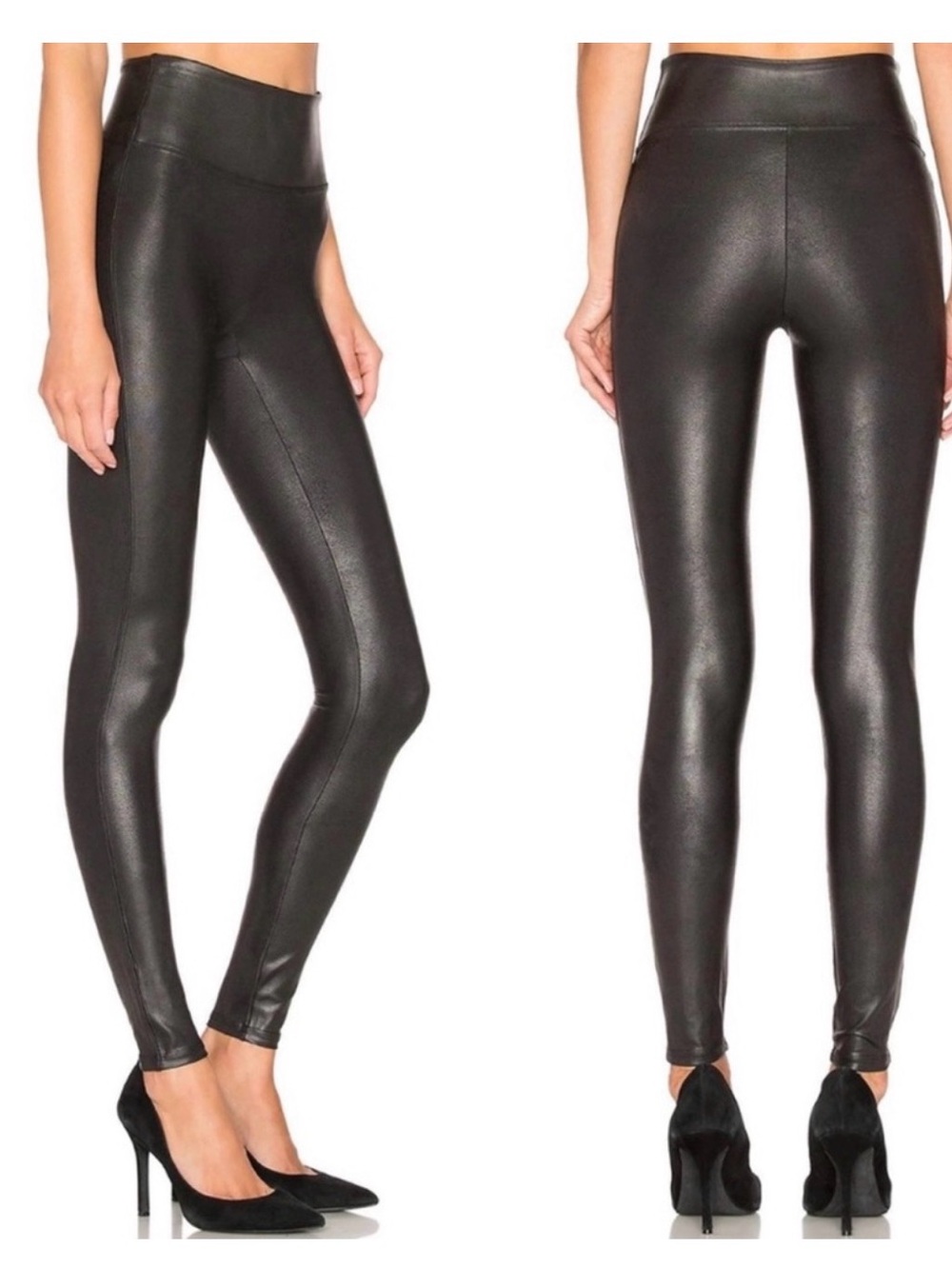 SPANX Black Faux-Leather High-Rise Leggings 3X